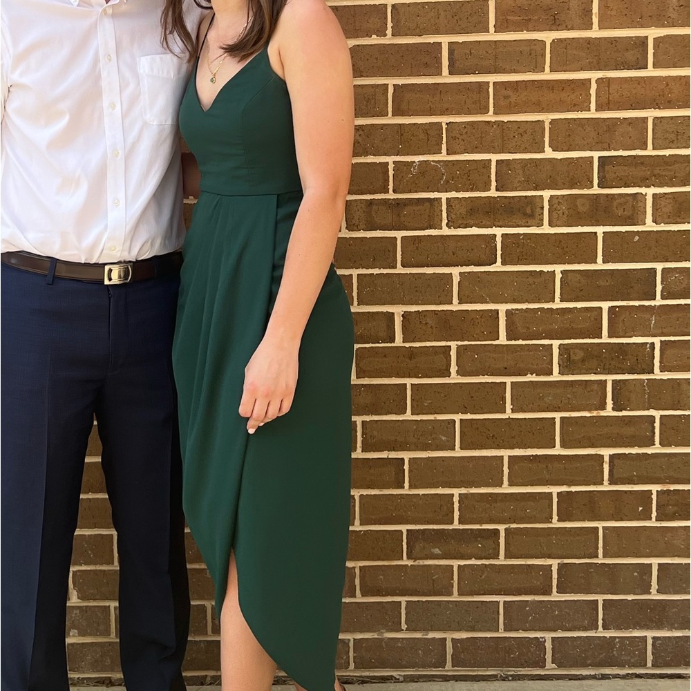 Lulu’s Reinette Dark Green Midi Dress